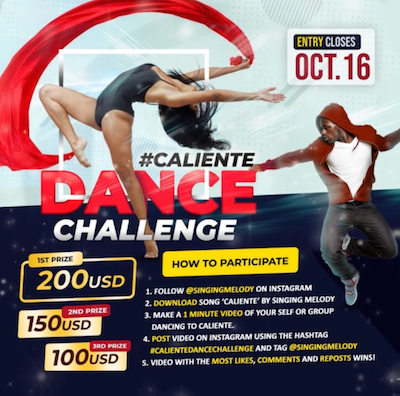 WIN US$200 in online dance contest for hot new Singing Melody song, ‘Caliente’